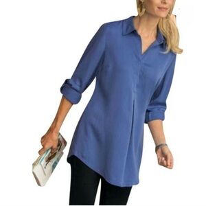 Soft Surroundings Casual Blue Long Sleeve Shirt